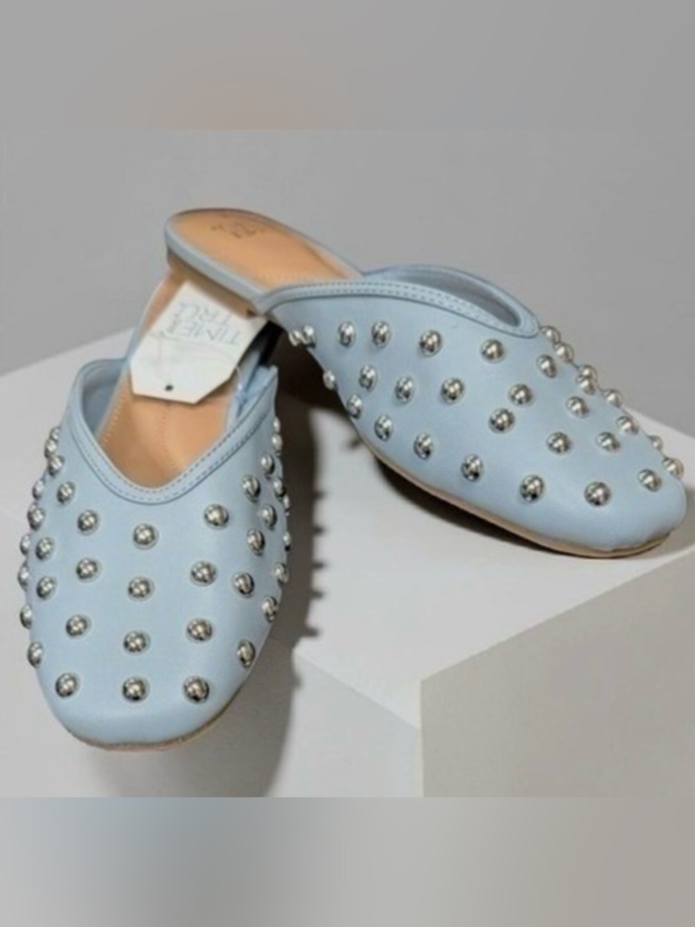 Time and Tru Light Blue Studded Slip-On Flat size 10